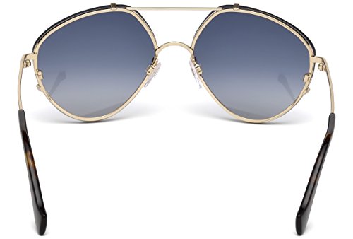 Balenciaga BA0085 Pale Gold Metal/Dark Havana Temple Tip/Gradient Smoke Flash Lens One Size
