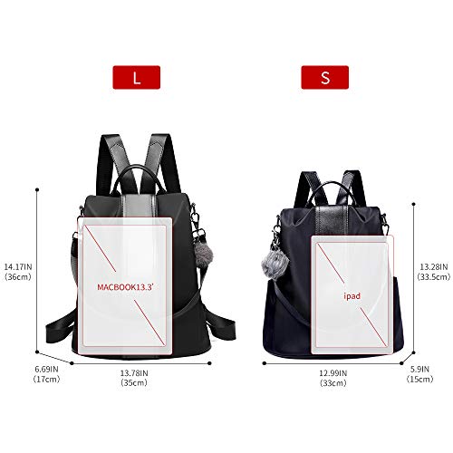 Women Backpack Purse Waterproof Nylon Anti-theft Rucksack Lightweight Shoulder Bag