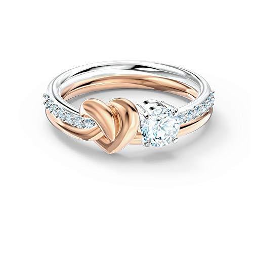 SWAROVSKI Women's Lifelong Heart Ring Collection, Rose Gold Tone & Rhodium Finish, Clear Crystals - JOY2ESpree