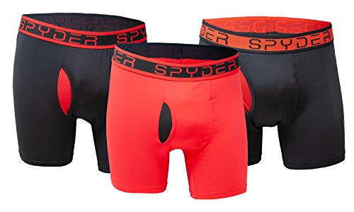 Spyder Performance Mesh Mens Boxer Briefs Sports Underwear 3 Pack W/Fly Front