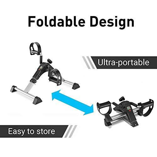 iHomey Folding Pedal Exerciser Portable Under Desk Bike for Leg and Arm Physical Therapy Mini Cylcing Bike with LCD Display - JOY2ESpree