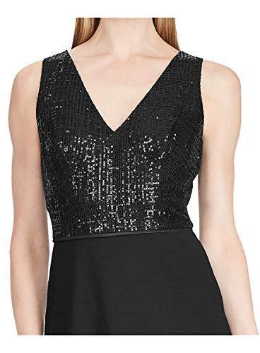 LAUREN RALPH LAUREN Womens Zorea Sequined Sleeveless Evening Dress Black 4 - JOY2ESpree