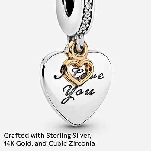 Pandora Jewelry I Love You Forever Heart Dangle Cubic Zirconia Charm in Sterling Silver and 14K Yellow Gold - JOY2ESpree
