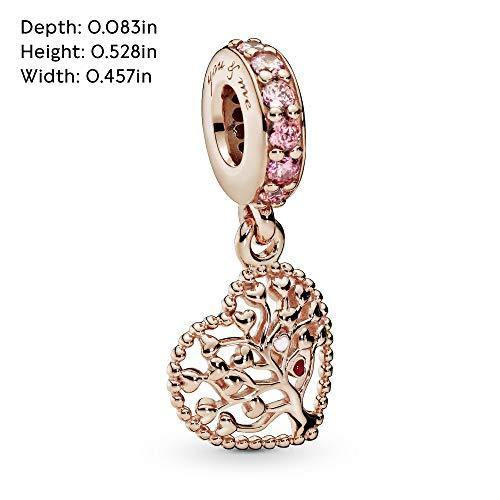 Pandora Jewelry Family Tree Dangle Pink, Red and Fuchsia Pink Cubic Zirconia Charm in Pandora Rose - JOY2ESpree