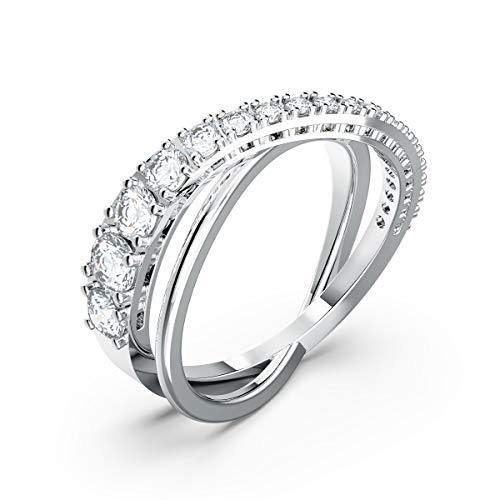 SWAROVSKI Women's Twist Ring Collection, Rhodium Finish, Clear Crystals - JOY2ESpree
