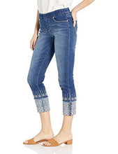 
                        
                          Load image into Gallery viewer, Jag Jeans Women's Lewis Straight Cuffed Pull on Crop with Embroidery
                        
                      