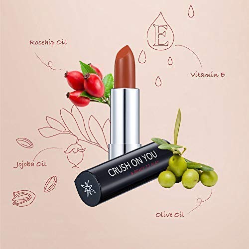 Semi Matte Vegan Lipstick with Creamy Satin Finish, Burnt Sienna