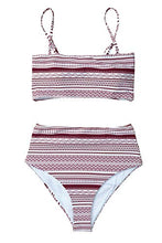 
                        
                          画像をギャラリービューアに読み込む, CUPSHE Women's Stripe Reversible Bandeau Top High Waisted Bikini
                        
                      