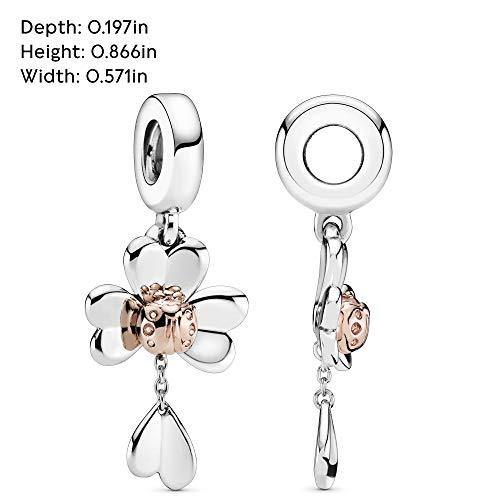 Pandora Jewelry Clover and Ladybird Dangle Pandora Rose and Sterling Silver Charm - JOY2ESpree