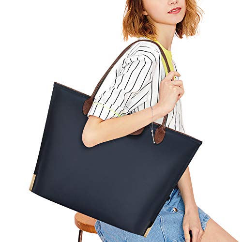 Sunny Snowy Laptop Tote Bag,15 Inch Water Resistant Nylon Laptop Bag for Women Lightweight Tote Bag with Durable Handle,blue