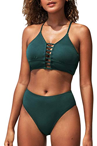 CUPSHE Women’s Bikini Swimsuit Floral Print Lace Up Strappy Two Piece Bathing Suit