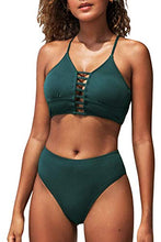 
                        
                          Load image into Gallery viewer, CUPSHE Women’s Bikini Swimsuit Floral Print Lace Up Strappy Two Piece Bathing Suit
                        
                      