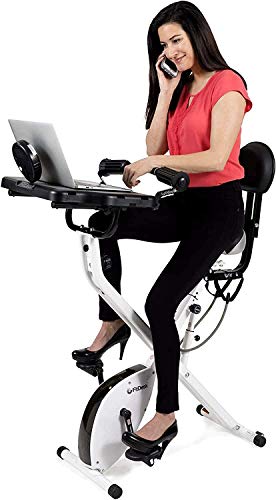 FitDesk Bike Desk 3.0 - Folding Stationary Exercise Bicycle Desk with Massage Bar & Work Out Bands - JOY2ESpree
