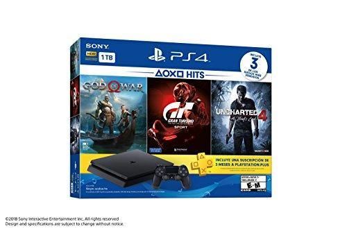 PlayStation 4 Slim (1TB) PS4 Hits Console Bundle includes God Of War, GT Sport, Uncharted 4 (Import Version) - JOY2ESpree