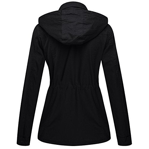 WenVen Women's Military Anorak Jacket Hoodie Lightweight Cotton Casual Coat - JOY2ESpree