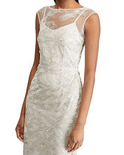 
                        
                          Cargar imagen en el visor de la galería, LAUREN RALPH LAUREN Womens Kirlene Illusion Floral Evening Dress Silver 2
                        
                      