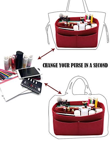 Felt Purse Bag Organizer Insert with zipper Bag Tote Shaper Fit Speedy Neverfull MM GM