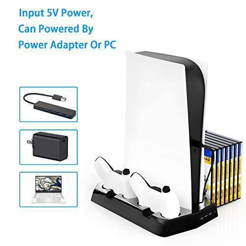 PS5 Console Cooling Fan, Arespark Playstation5 Vertical Edition Console Cooling Stand with Dualsense Controller Charge Station & Game Slots - JOY2ESpree