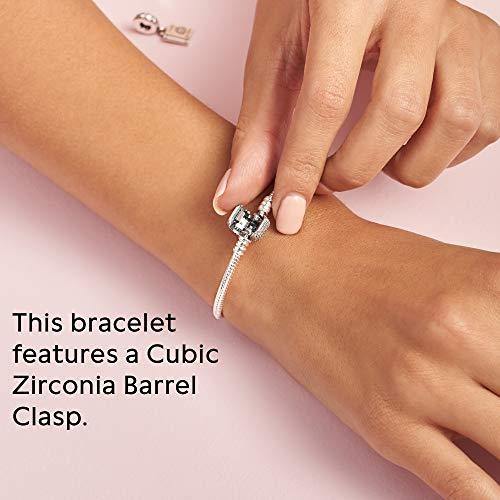 Pandora Jewelry Moments Sparkling Pave Clasp Snake Chain Cubic Zirconia Bracelet in Sterling Silver - JOY2ESpree