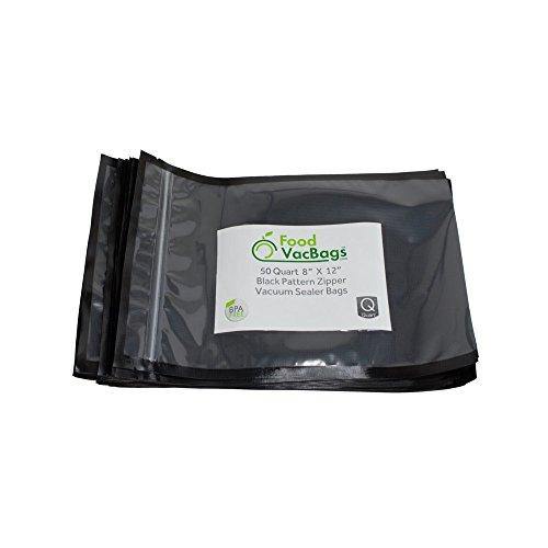 8" X 12" Zipper Quart Bags - Black Back Clear Front - 50 count - JOY2ESpree