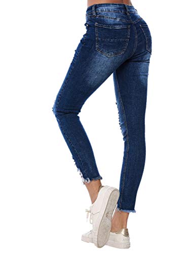 Resfeber Women's Ripped Boyfriend Jeans Cute Distressed Jeans Stretch Skinny Jeans with Hole