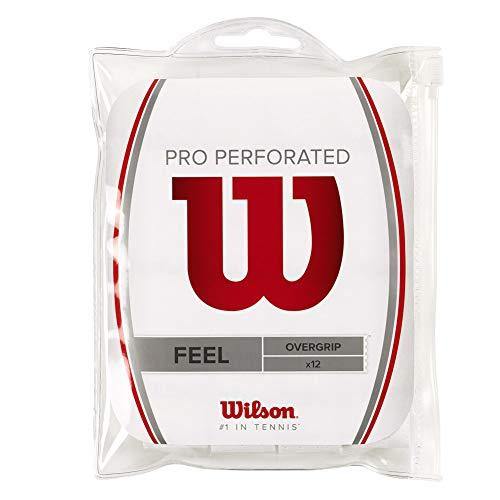 Wilson Pro Overgrip Perforated 12 Pack - White - Tennis - Badminton - Squash - JOY2ESpree