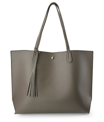 Minimalist Clean Cut Pebbled Faux Leather Tote Womens Shoulder Handbag