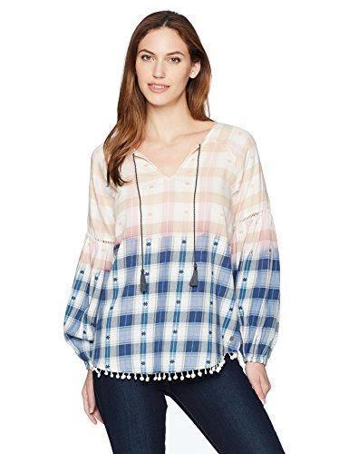 Jag Jeans Women's Elliot Shirt w Poms, Soft Navy, X