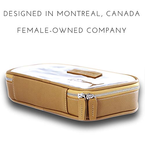 Vegan Leather Clear Makeup Bag - Toiletry Bags for Traveling - Cosmetic Bag