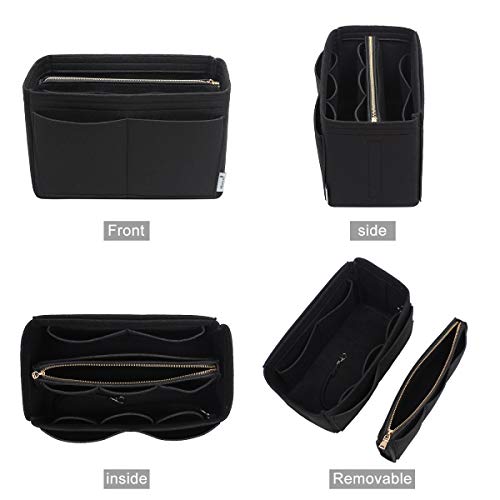 Purse Organizer Insert, Bag Organizer, Bag in Bag, Perfect for Speedy Neverfull and More, 5 Size (X-Large, Black)