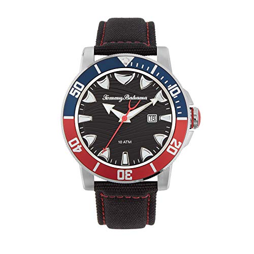 Tommy Bahama Men's Stainless Steel Japanese Quartz Cloth Strap, Black, 12 Casual Watch (Model: 279473SLV040)