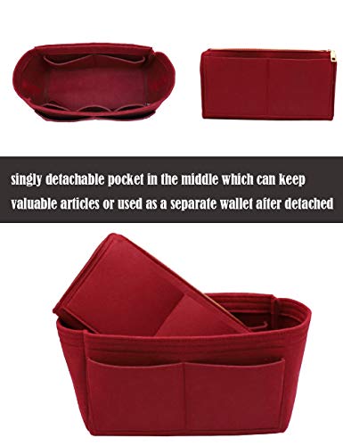 Felt Purse Bag Organizer Insert with zipper Bag Tote Shaper Fit Speedy Neverfull MM GM