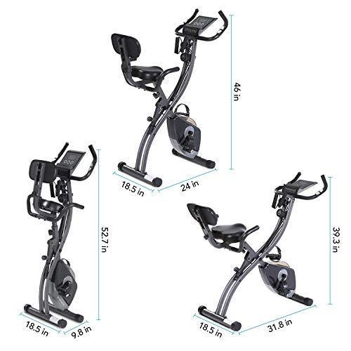 MaxKare Folding Magnetic Upright Exercise Bike w/Pulse Sensor/LCD Monitor Indoor Cycling Bike Stationary Bike - JOY2ESpree