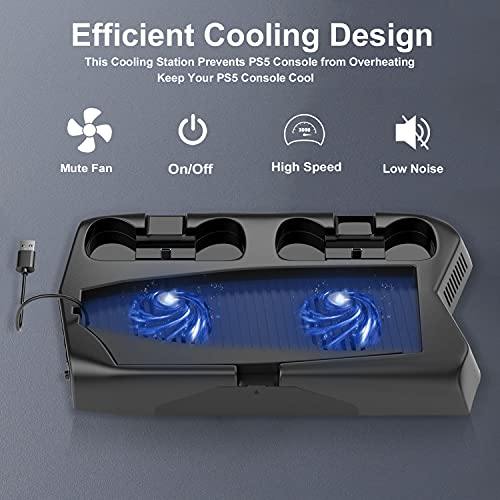 PS5 Stand with Cooling Fan and Dual Controller Charger Station - JOY2ESpree