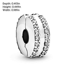 
                        
                          Load image into Gallery viewer, Pandora Jewelry Double Lined Pave Fixed Clips Cubic Zirconia Charm in Sterling Silver - JOY2ESpree
                        
                      