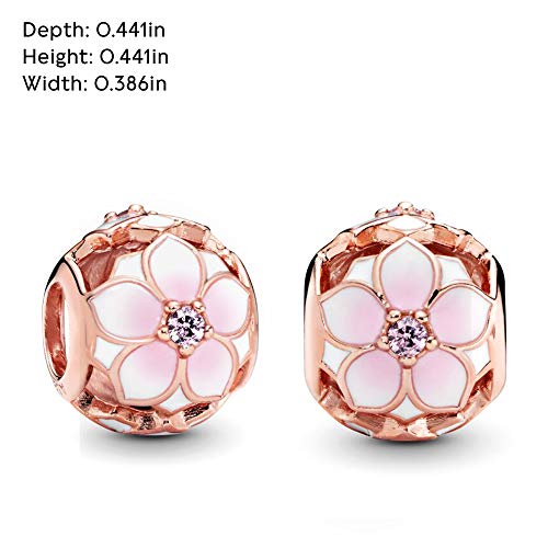 Pandora Jewelry Openwork Pink Magnolia Bloom Crystals Charm in Pandora Rose - JOY2ESpree