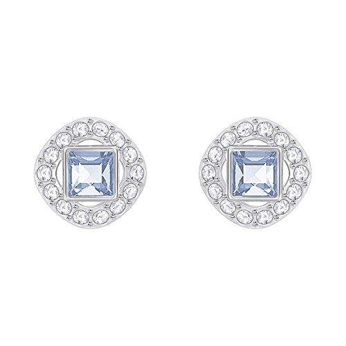 Swarovski Crystal Blue Angelic Square Rhodium-Plated Earrings - JOY2ESpree