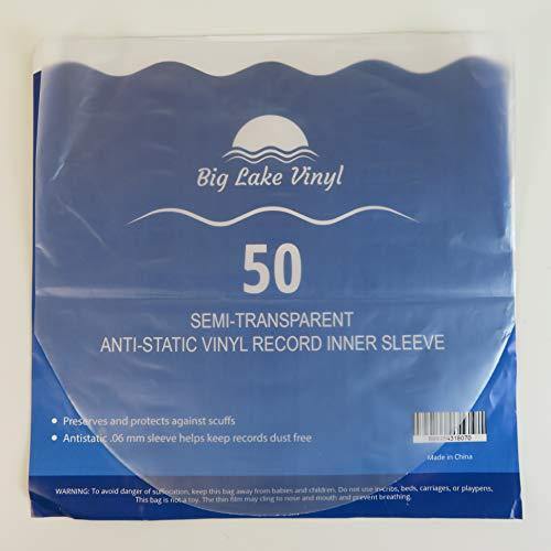 50 Vinyl Record Inner Sleeves-12" Anti-Static Semi Transparent Rounded Bottom Plastic | Protect and Preserve LPs - JOY2ESpree