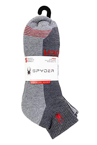 Spyder - 5-pair Quarter Socks - Dark Grey/Grey with Stitched Logo, 43994
