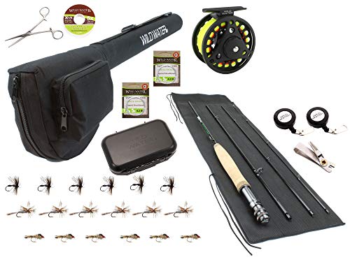 Wild Water Fly Fishing 7 Foot, 4-Piece, 3/4 Weight Fly Rod Deluxe Complete Fly Fishing Rod and Reel Combo Starter Package
