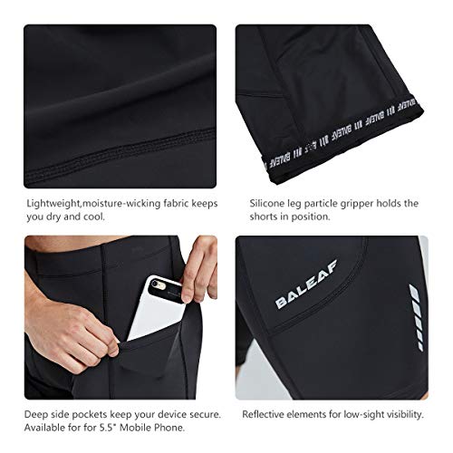BALEAF Men's Bike Shorts Padded Cycling Bicycle Road Bike Tights Biker Pockets UPF 50+