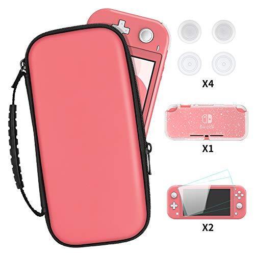 DLseego Carrying Case for Nintendo Switch lite, Newest Design Portable Travel Carrying Case 4 in 1 Accessories Kit with 1 Pcs Glitter case - JOY2ESpree