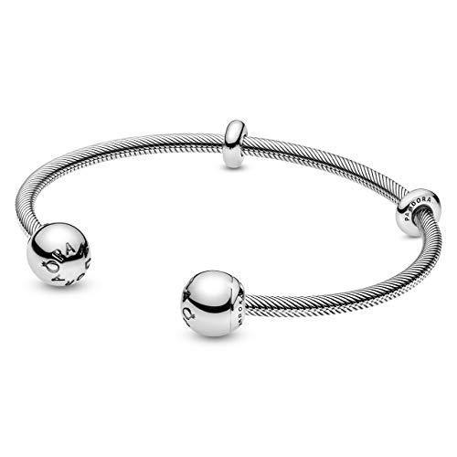 Pandora Jewelry Snake Chain Style Open Bangle Sterling Silver Bracelet - JOY2ESpree