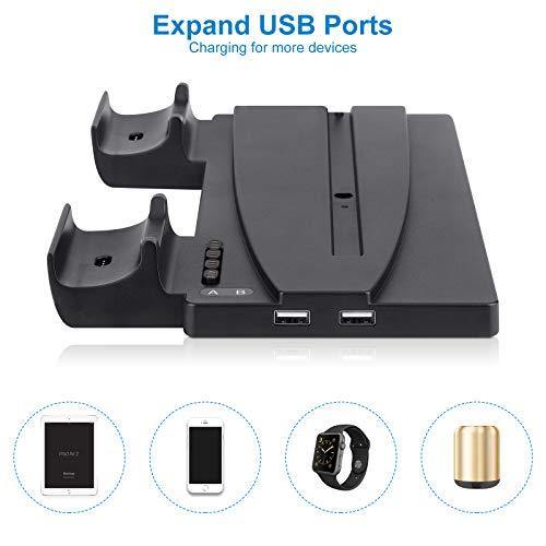 Linkstyle Vertical Stand for Playstation 5 for PS5 Digital Edition/Ultra HD Console with 2 DualSense Controller Charger and 2 Extra USB Charger Ports - JOY2ESpree
