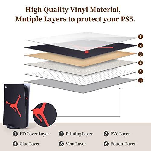 PS5 Console and Controller Skin Vinyl Sticker Decal Cover for PlayStation 5 Console and Controllers, Disk Edition -Jordan Black Cement - JOY2ESpree