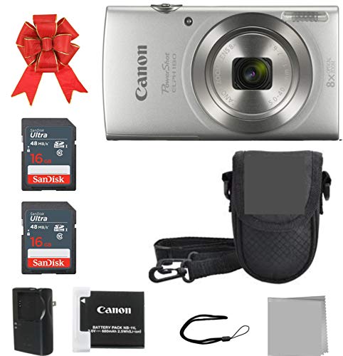 Crystal Canon Elph 180 Point and Shoot Camera Bundle (Silver Bundle)