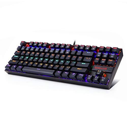 Redragon K552 Mechanical Gaming Keyboard RGB LED Rainbow Backlit Wired Keyboard with Red Switches for Windows Gaming PC (87 Keys, Black) - JOY2ESpree