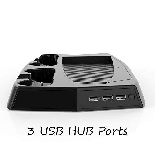 PS5 PlayStation 5 Digital and Disk Version Game Accessories, Vertical Stand Console Cooling Fan, Dual Charging Dock with 3 USB HUB Charger Ports - JOY2ESpree