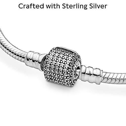 Pandora Jewelry Moments Sparkling Pave Clasp Snake Chain Cubic Zirconia Bracelet in Sterling Silver - JOY2ESpree