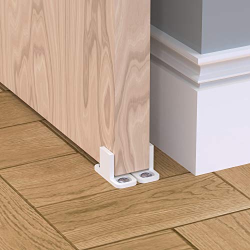 Sliding Closet Door Guides - White Barn Door Floor Guides (4 Pack) by Island Hardware